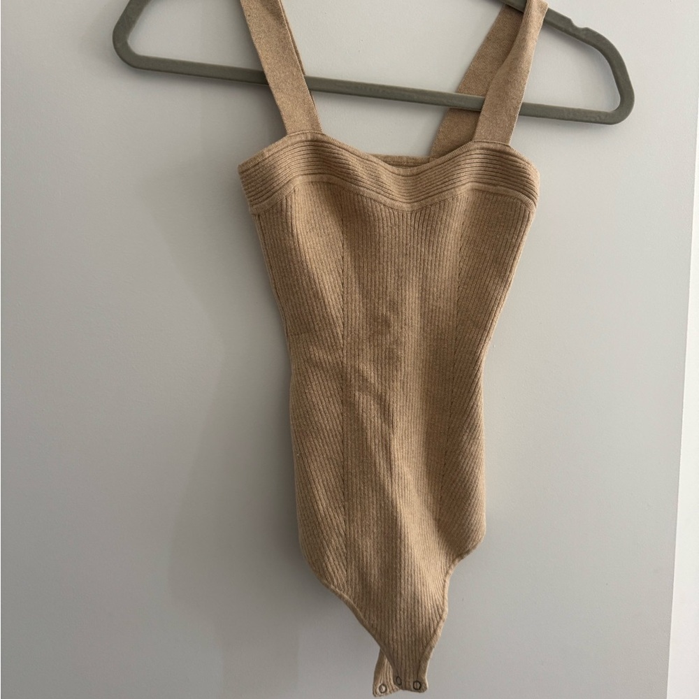 Abercrombie & Fitch Beige Tan Ribbed Sweater Bodysuit - Picture 4 of 4